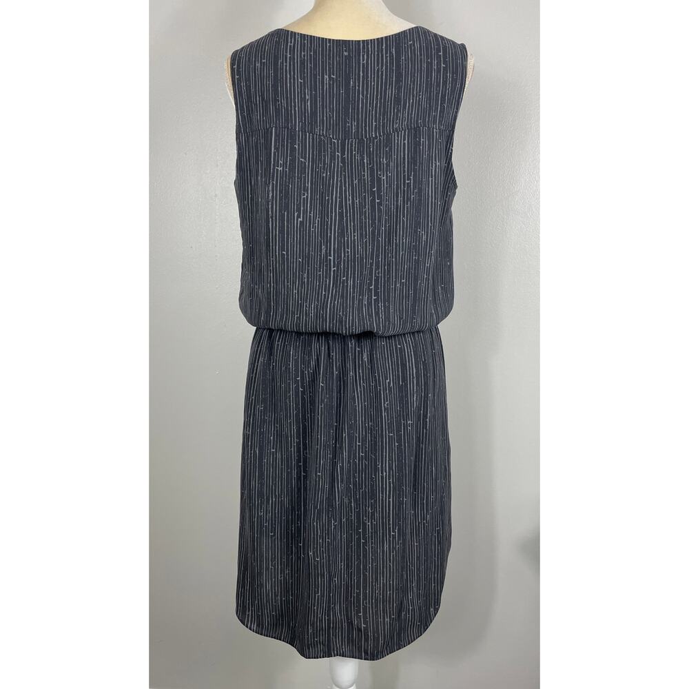 Eileen Fisher Shima Silk Dress Gray Print Medium Casual Minimalist Resort - Picture 6 of 10